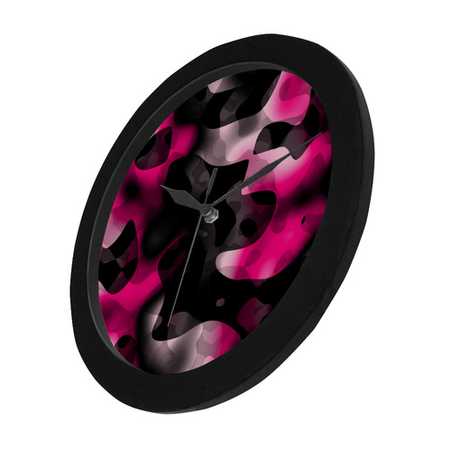hot pink and black 2 Circular Plastic Wall clock