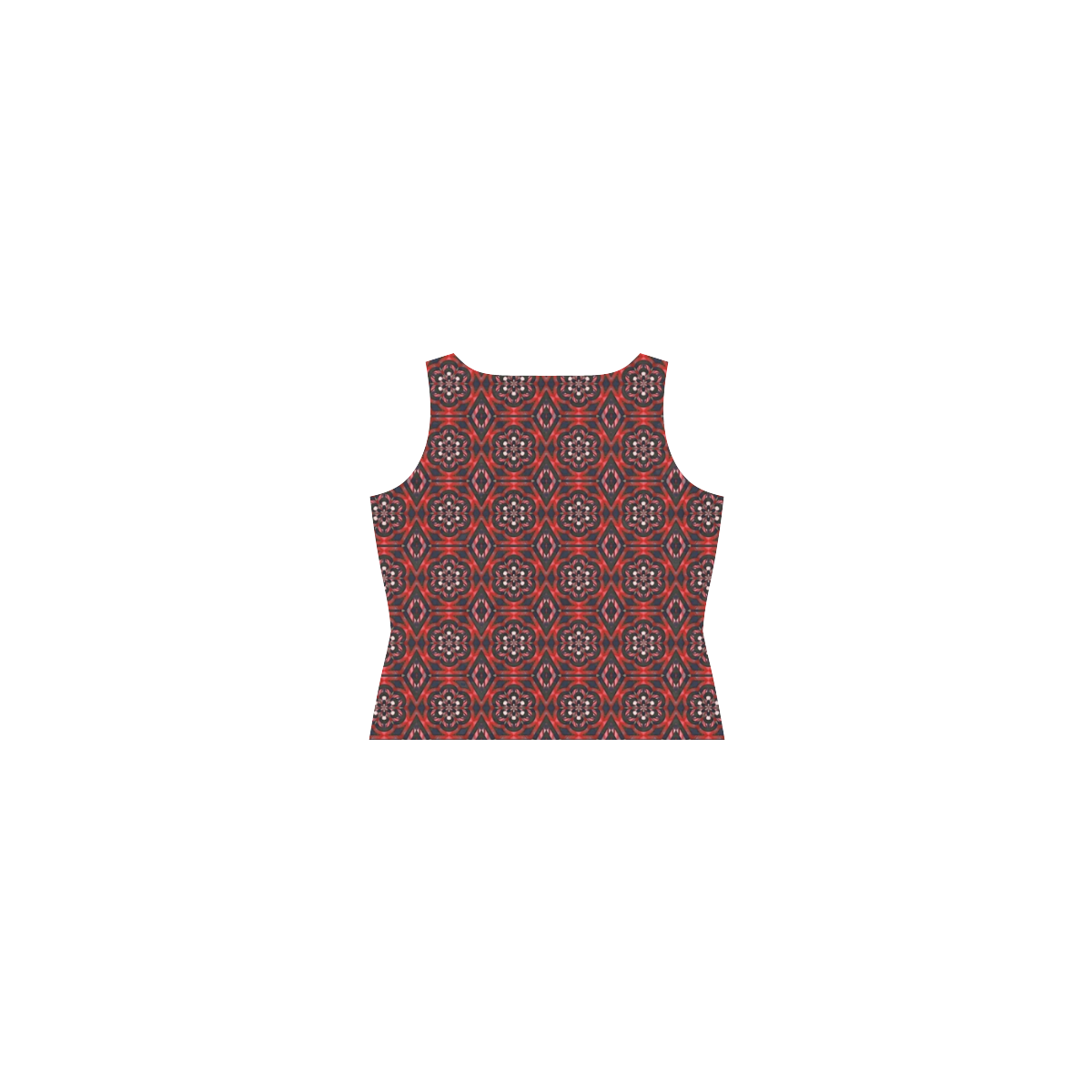 Red Geometric Pattern Sleeveless Splicing Shift Dress(Model D17)