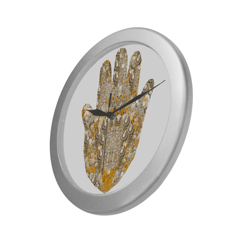 hamsa bijoux 3 yellow Silver Color Wall Clock