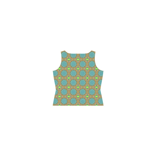 Amber and Teal Abstract Sleeveless Splicing Shift Dress(Model D17)