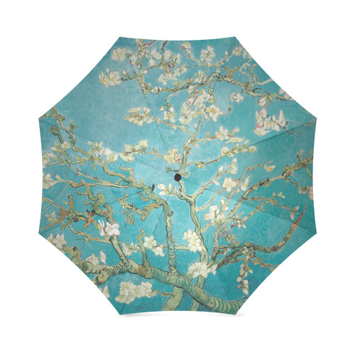 Van Gogh Almond Blossoms / Teal Foldable Umbrella (Model U01)
