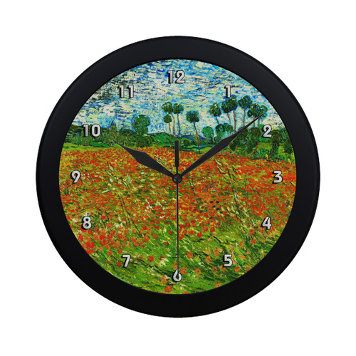 Vincent Van Gogh Field With Red Poppies Circular Plastic Wall clock