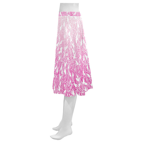 pink ombre feathers pattern white Mnemosyne Women's Crepe Skirt (Model D16)