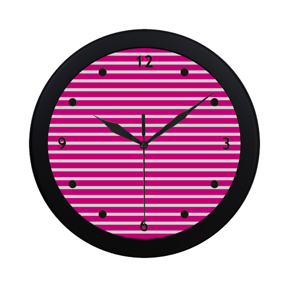 Narrow White Flat Stripes Pattern Circular Plastic Wall clock