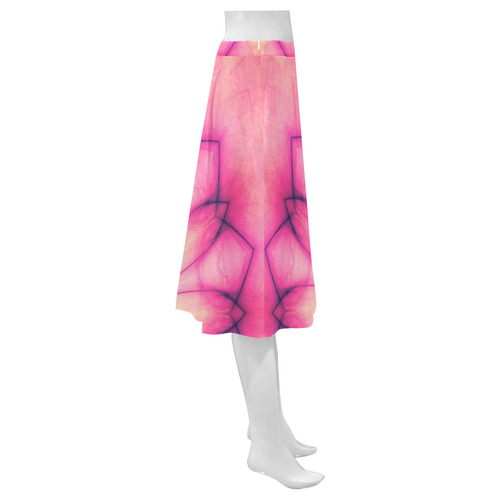 Pink Ink Flower mandala abstract floral art Mnemosyne Women's Crepe Skirt (Model D16)