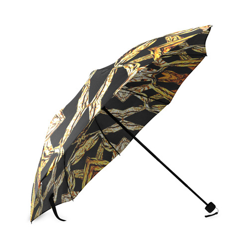 Elegant Oriental Pattern Black Gold Foldable Umbrella (Model U01)