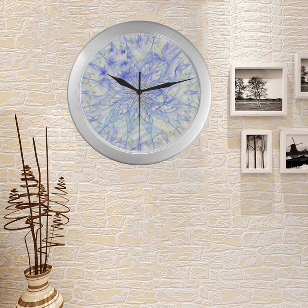 orchids 4 Silver Color Wall Clock