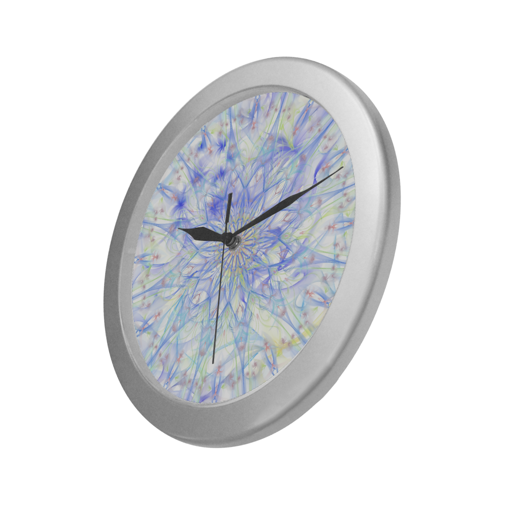 orchids 4 Silver Color Wall Clock