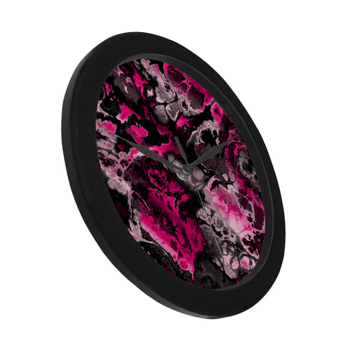 hot pink and black Circular Plastic Wall clock