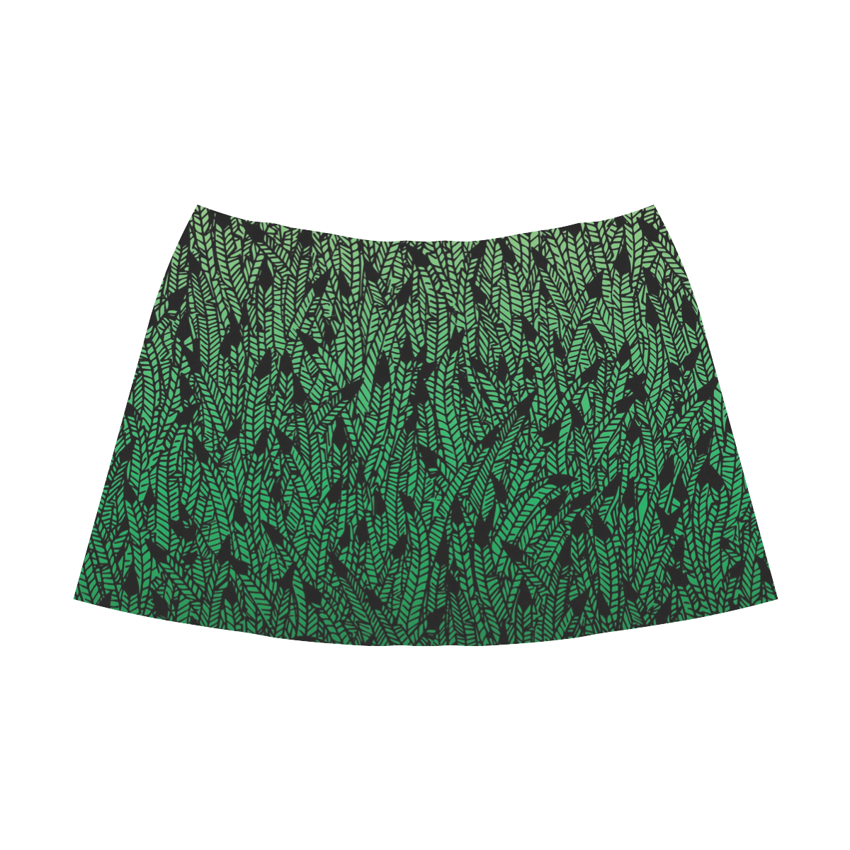 green ombre feathers pattern black Mnemosyne Women's Crepe Skirt (Model D16)