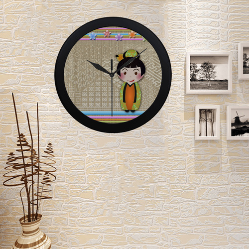 kokeshi noshi Circular Plastic Wall clock