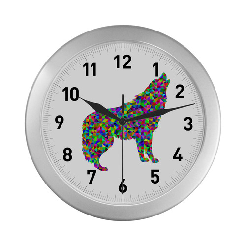 Abstract Triangle Wolf Silver Color Wall Clock