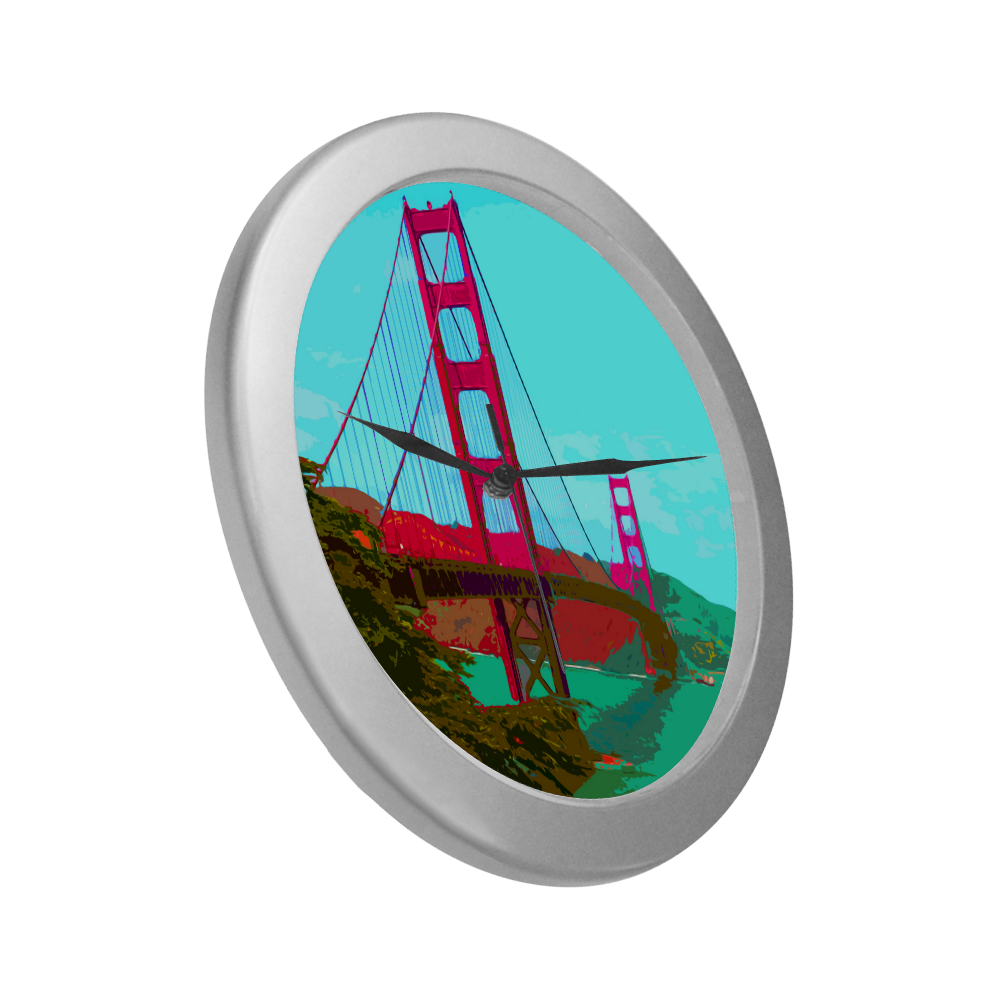 Golden_Gate_Bridge_20160901 Silver Color Wall Clock