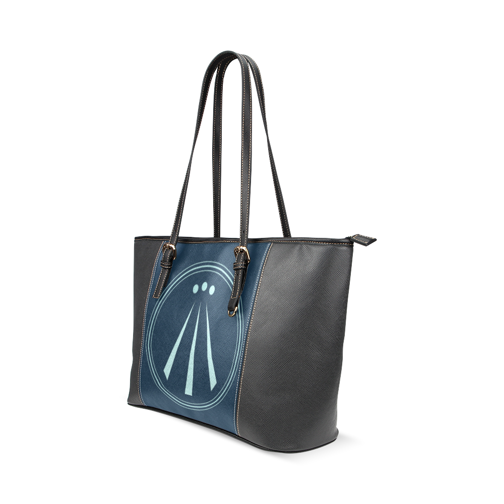 Awen blue Leather Tote Bag/Small (Model 1640)