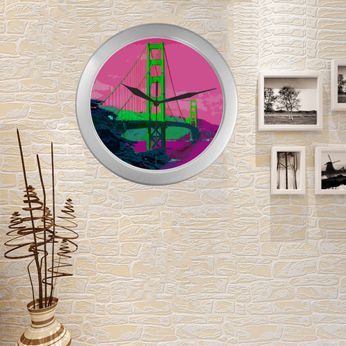 Golden_Gate_Bridge_20160907 Silver Color Wall Clock