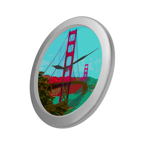 Golden_Gate_Bridge_20160901 Silver Color Wall Clock