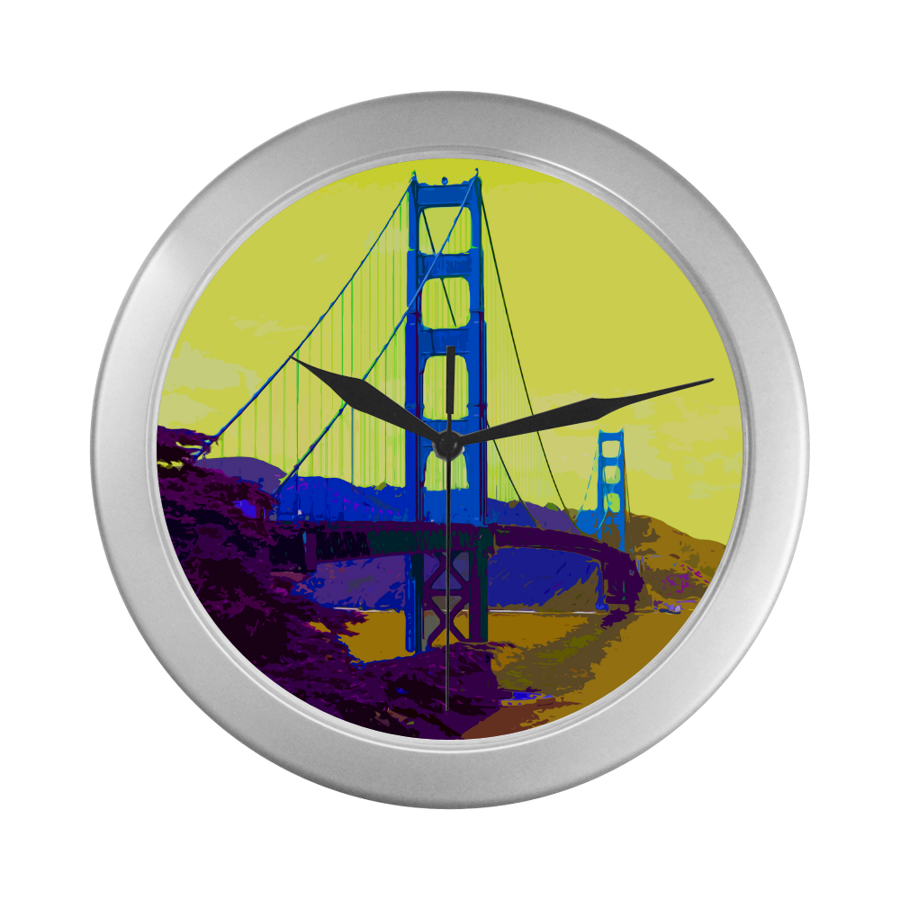 Golden_Gate_Bridge_20160904 Silver Color Wall Clock
