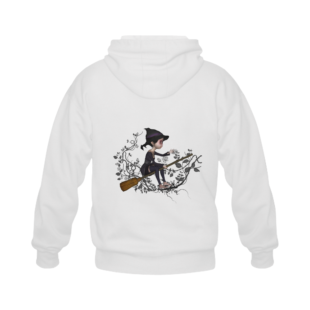Cute witch on the broom Gildan Full Zip Hooded Sweatshirt (Model H02)