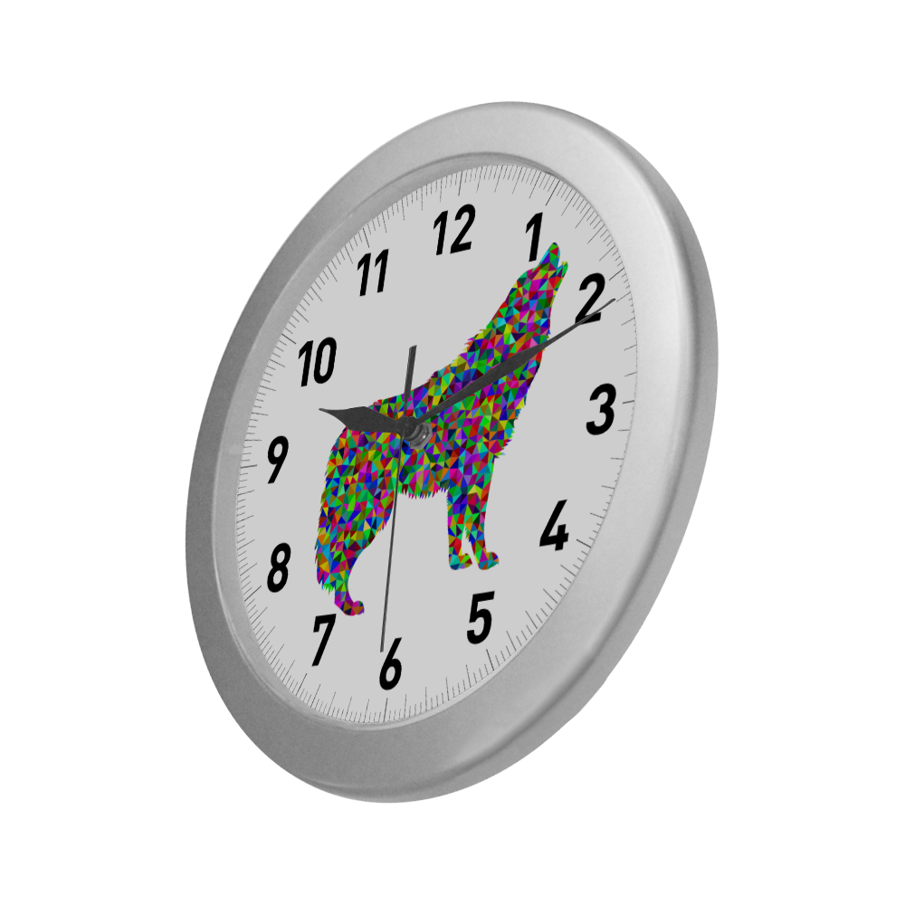 Abstract Triangle Wolf Silver Color Wall Clock