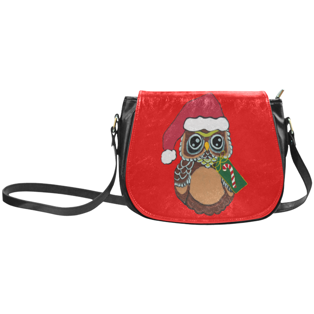 Christmas Owl Red Classic Saddle Bag/Small (Model 1648)