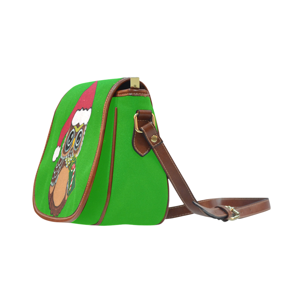Christmas Owl Green Saddle Bag/Large (Model 1649)