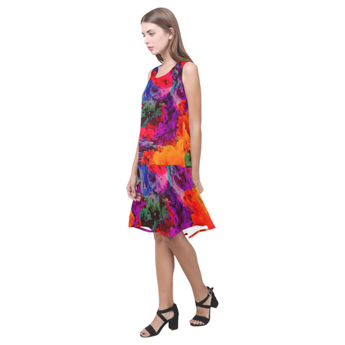 stormy colors C Sleeveless Splicing Shift Dress(Model D17)