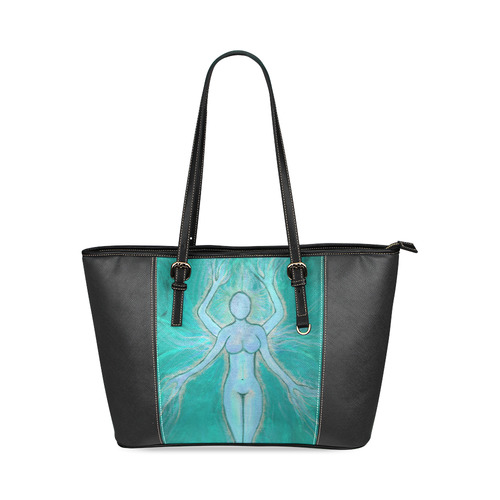 Ice Water Goddess Leather Tote Bag/Small (Model 1640)