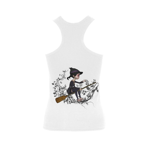 Cute witch on the broom Women's Shoulder-Free Tank Top (Model T35)