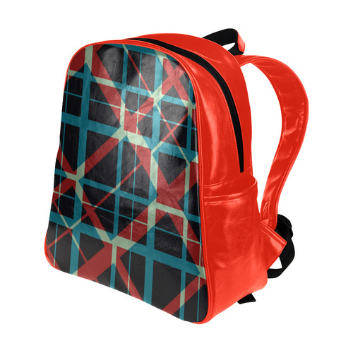 Plaid I Girls Red  Cool School Multi-Pockets Backpack (Model 1636)
