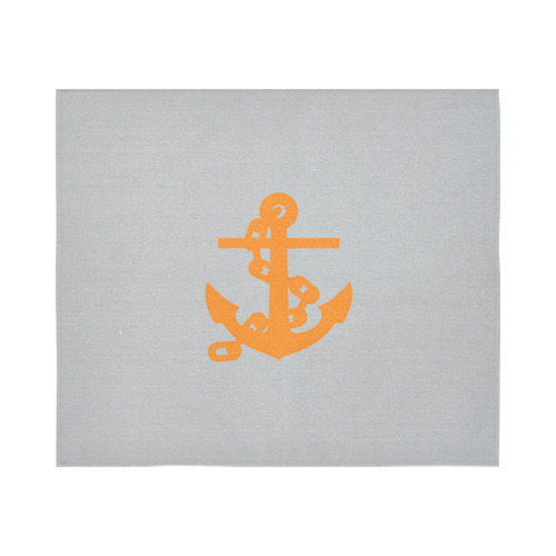 Anchor orange on grey big Cotton Linen Wall Tapestry 60"x 51"