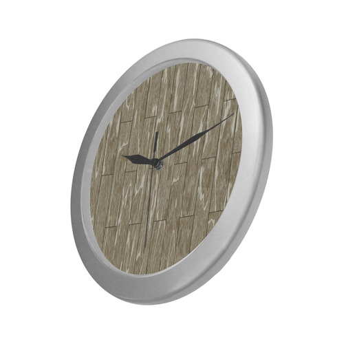 wooden floor 6 Silver Color Wall Clock