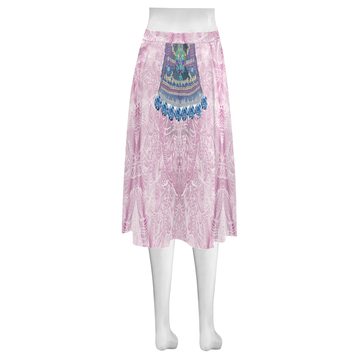pink Mnemosyne Women's Crepe Skirt (Model D16)