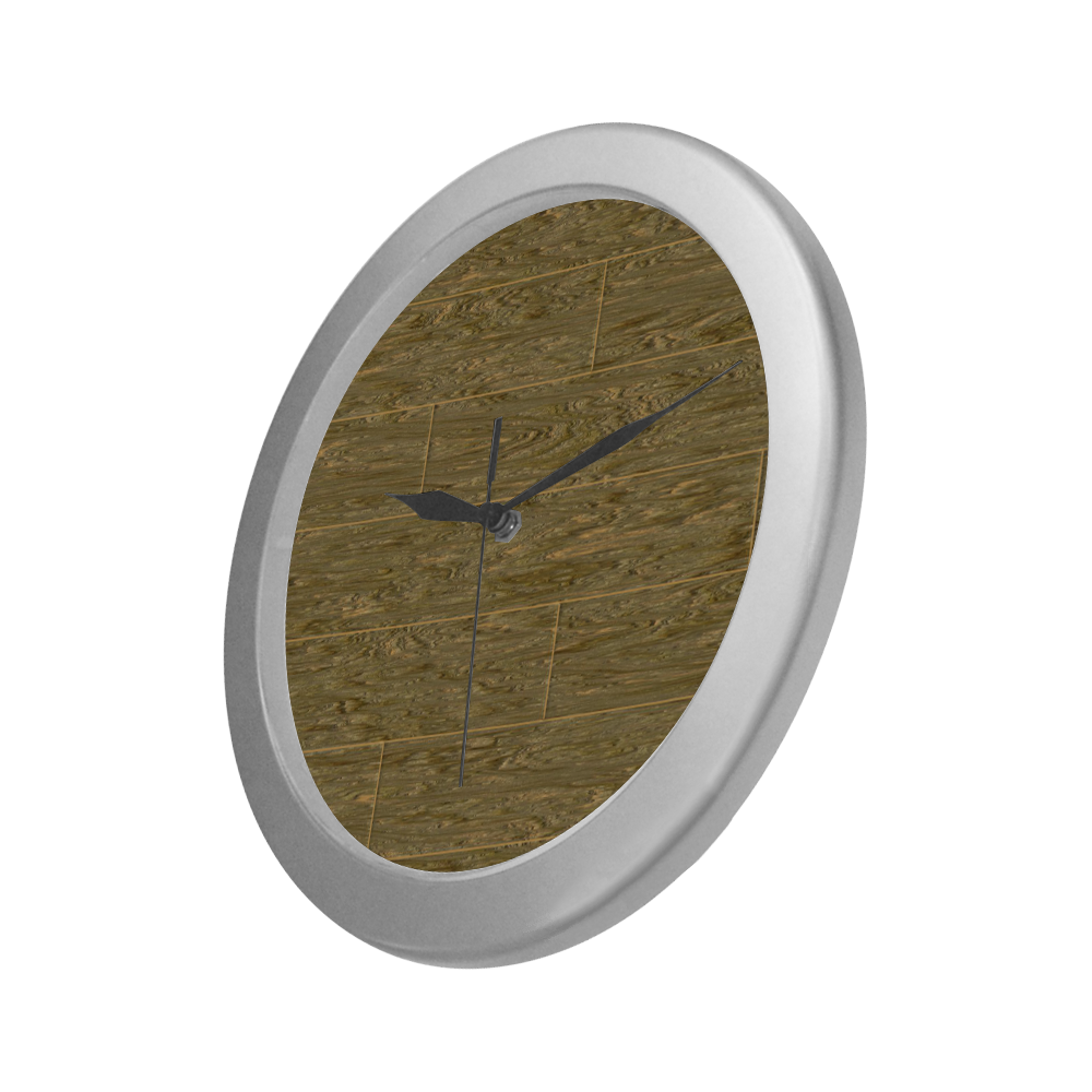 barn wood 5 Silver Color Wall Clock