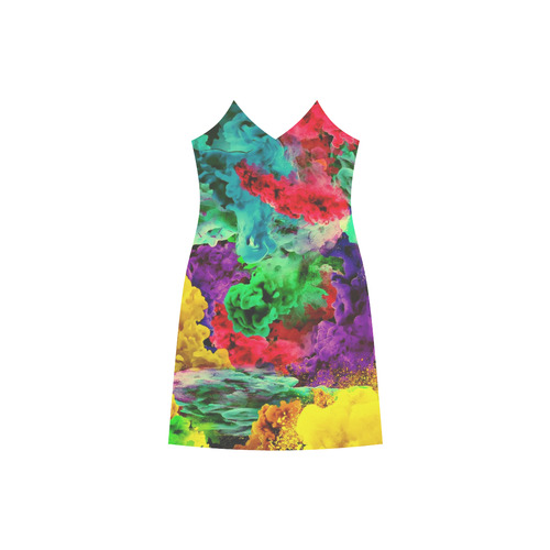 stormy colors B V-Neck Open Fork Long Dress(Model D18)