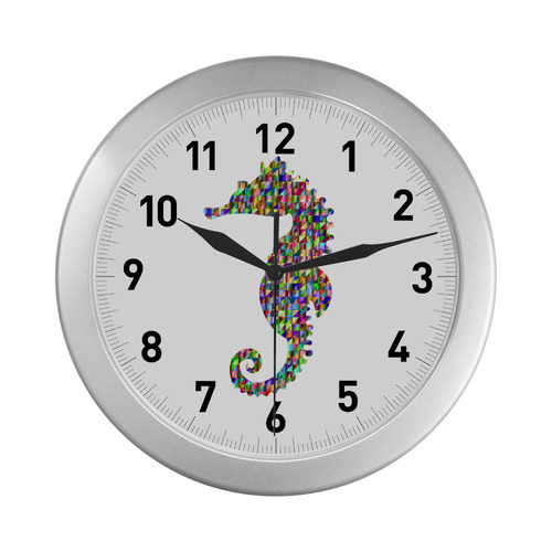 Abstract Triangle Seahorse Silver Color Wall Clock