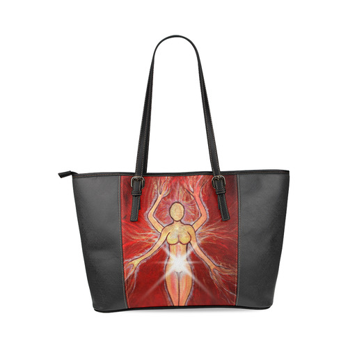 Goddess of Fire Leather Tote Bag/Small (Model 1640)