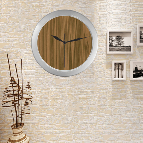 wooden structure Silver Color Wall Clock