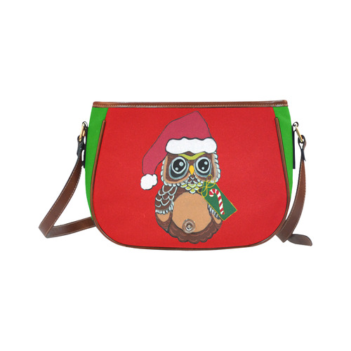 Christmas Owl Red/Green Saddle Bag/Small (Model 1649) Full Customization