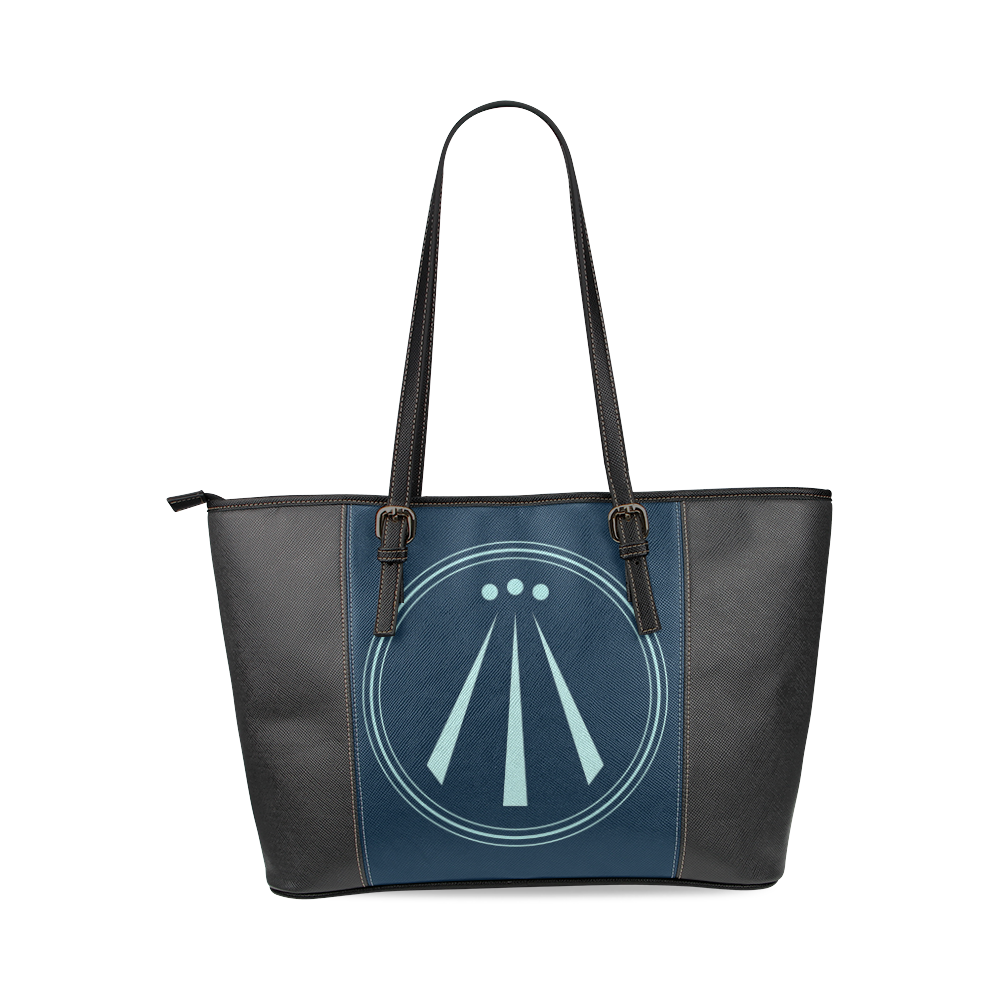 Awen blue Leather Tote Bag/Small (Model 1640)