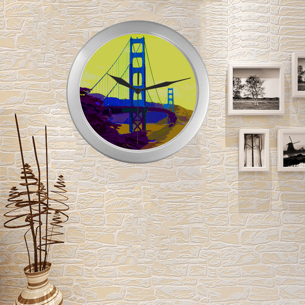 Golden_Gate_Bridge_20160904 Silver Color Wall Clock