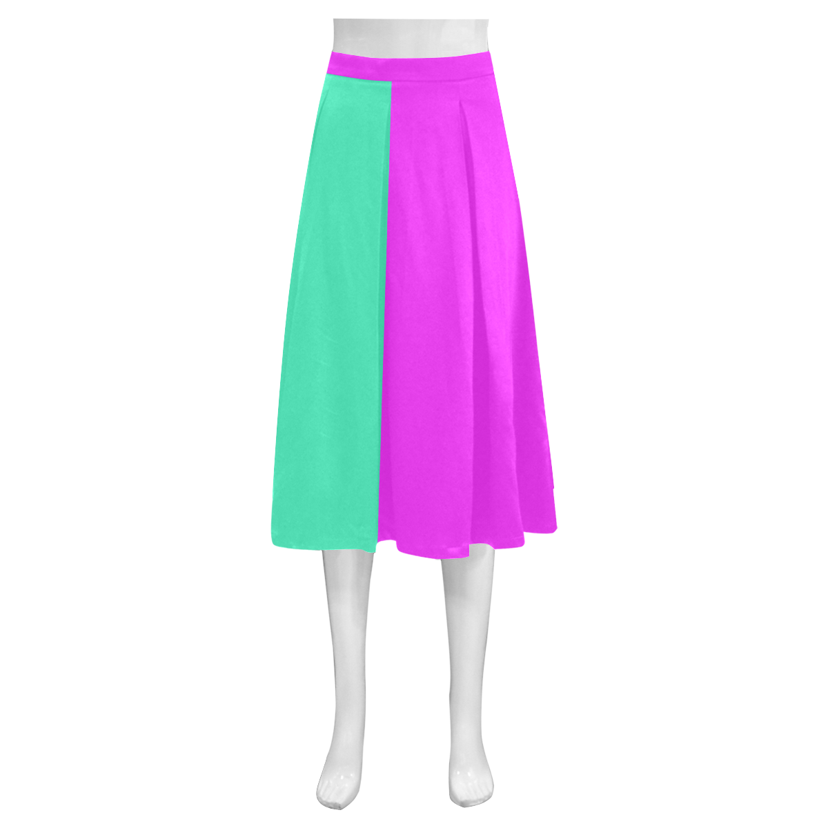 Only two Colors: Pink - Light Ocean Green Mnemosyne Women's Crepe Skirt (Model D16)
