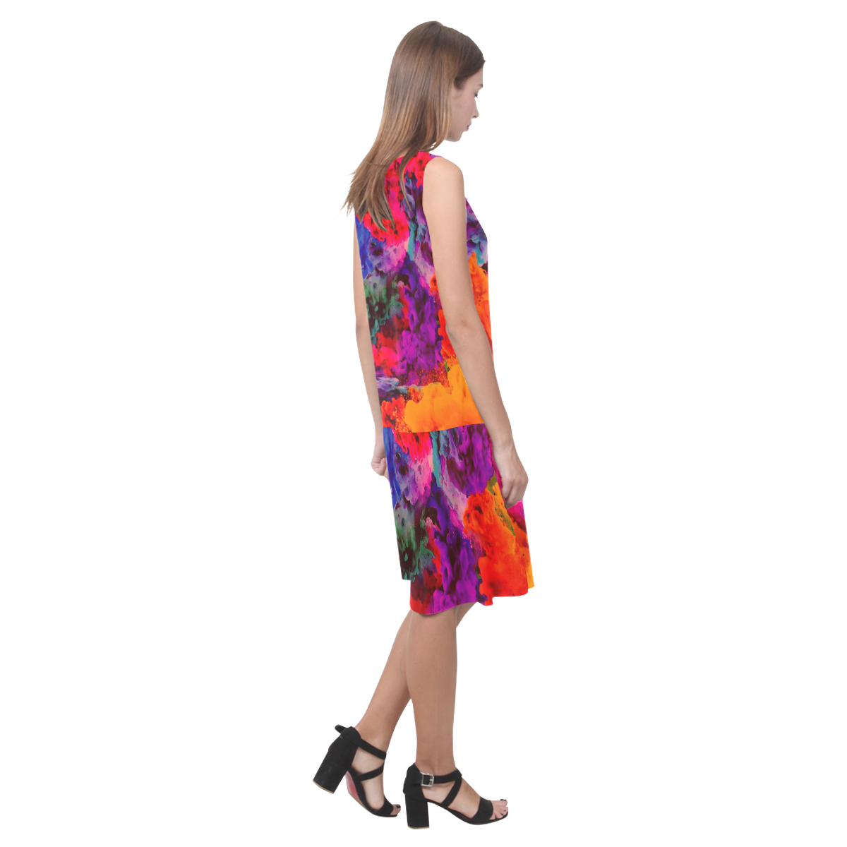 stormy colors C Sleeveless Splicing Shift Dress(Model D17)