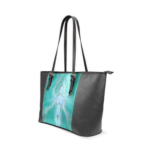 Ice Water Goddess Leather Tote Bag/Small (Model 1640)