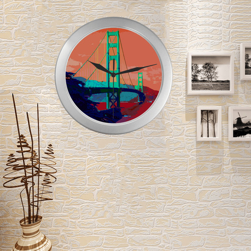 Golden_Gate_Bridge_20160906 Silver Color Wall Clock