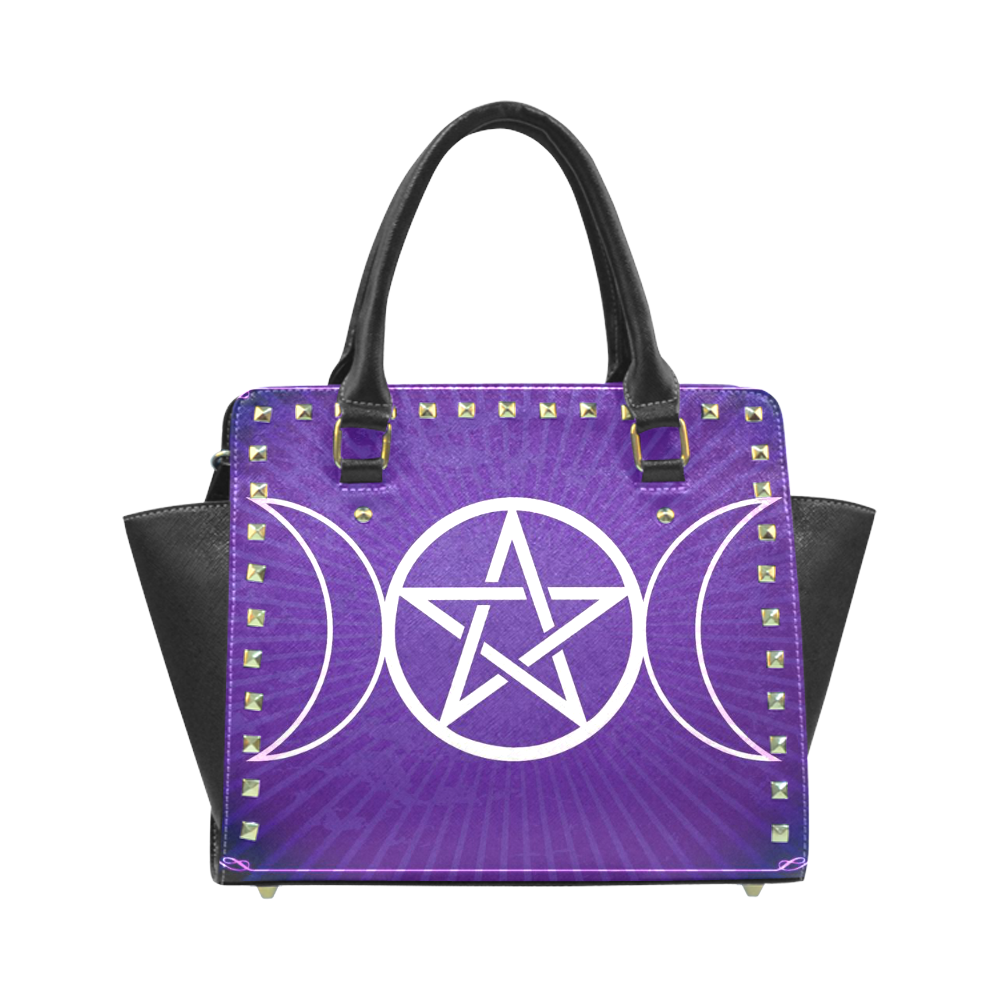 Moon Pentagram Rivet Shoulder Handbag (Model 1645)