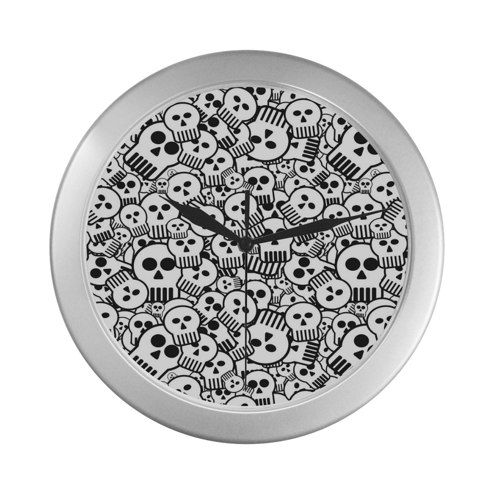 toon skulls Silver Color Wall Clock