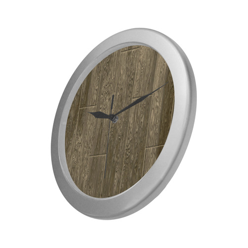 barn wood 4 Silver Color Wall Clock
