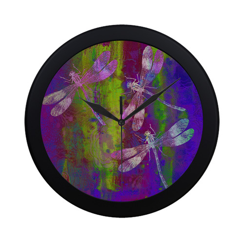 A Dragonflies QY Circular Plastic Wall clock