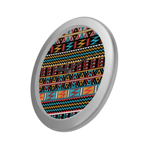 aztec pattern Silver Color Wall Clock