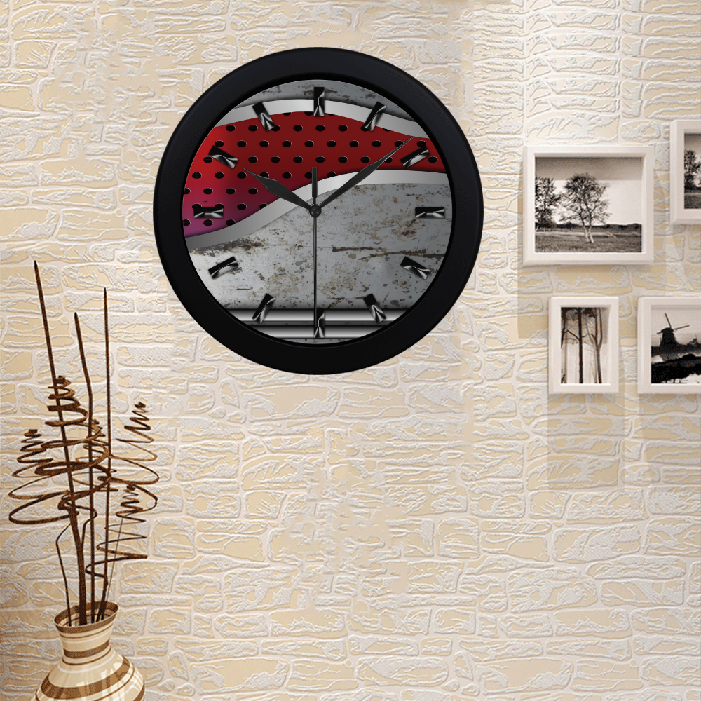 3D metal texture Circular Plastic Wall clock